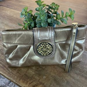 Solina Gold Leather Clutch